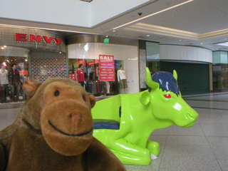 Mr Monkey with a scary green cow