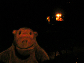 Mr Monkey looking the stage before the performance
