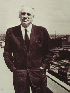 Sidney Bernstein on the roof of the Granada Television Centre in 1963
