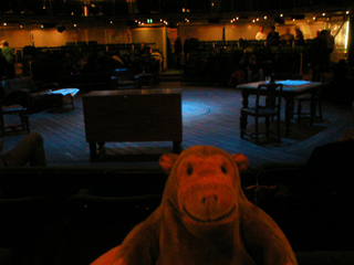 Mr Monkey looking at the stage at the interval