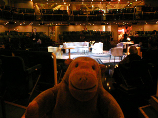 Mr Monkey looking at the stage at the interval