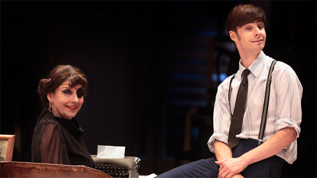 Glafira Klimovna Gloumava (Penelope Dimond) and Yegor Dimitrich Gloumov (Dyfan Dwyfor) considering a bright future (Royal Exchange Theatre production photo)