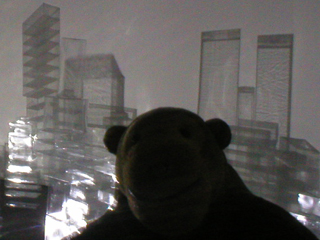 Mr Monkey looking at the shadow buildings of Crystal City 004 by Wu Chi-Tsung