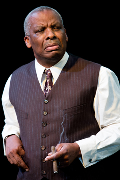 Joe Keller (Don Warrington) in a good mood (Royal Exchange Theatre production photo)