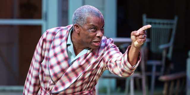 Joe Keller (Don Warrington) in a bad mood (Royal Exchange Theatre production photo)