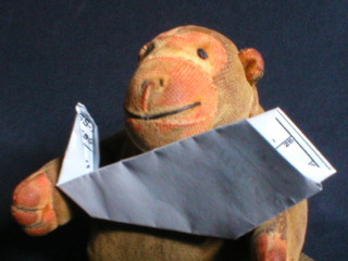 Mr Monkey with an origami whale