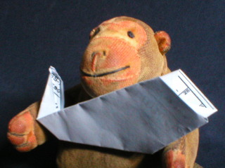 Mr Monkey with an origami whale