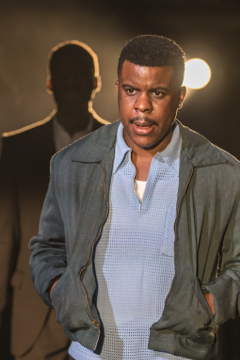 Don Warrington as Willy Loman, Ashley Zhangazha as Biff. (Production photo by Johan Persson)