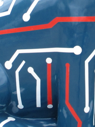 A section of Nexiphibian's circuit board skin