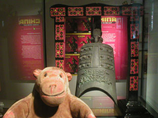 Mr Monkey looking at the chime bell from Wuhan