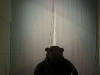 Mr Monkey looking at Crossed Beams by Corin Sworn