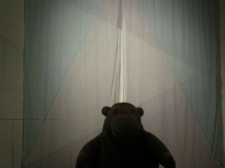 Mr Monkey looking at Crossed Beams by Corin Sworn