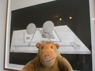 Mr Monkey looking at Self Portrait With Two Circles by Kit Craig