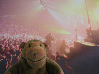 Mr Monkey looking at Manchester Versus Cancer, MEN Arena, 2007