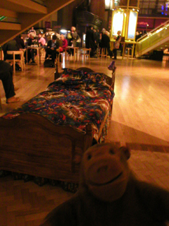 Mr Monkey looking at offstage scenery before the performance