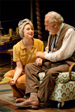 Alice (Sarah Ridgeway) explaining her plans to Martin Vanderhof (Christopher Benjamin) (Royal Exchange Theatre production photo)