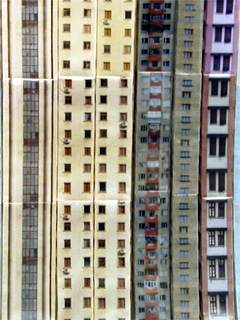 Detail of tracing paper skyscrapers by Han Feng