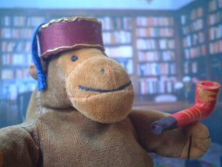 Mr Monkey wearing his smoking cap