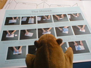 Mr Monkey reading the instruction sheet