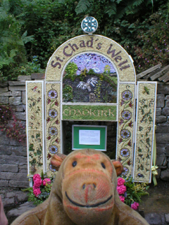 Mr Monkey looking at St Chad's Well