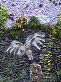 The flying owl in the centre of the well dressing design