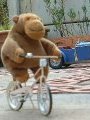 Mr Monkey rides his bike