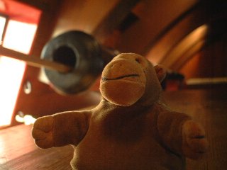 Mr Monkey below decks of the Amsterdam