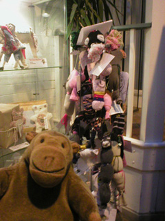 Mr Monkey inspecting the creature tree at the Craft and Design Centre