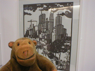 Mr Monkey examining the Man part of Nature, Man, Machine