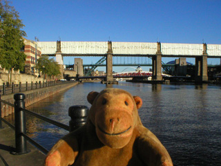Mr Monkey looking at the High Level Bridge