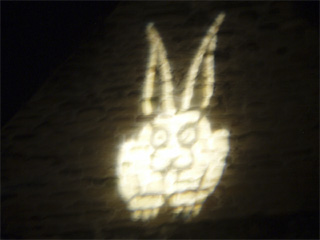 The Vampire Rabbit design projected onto a wall