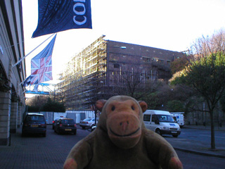 Mr Monkey looking at building work down the road from the Copthorne