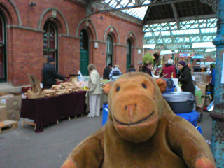 Mr Monkey in the Sunday market at Tynemouth station