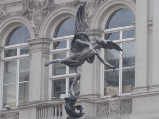 The statue of Eros in Piccadilly Circus