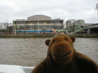 Mr Monkey looking at the Royal Festival Hall