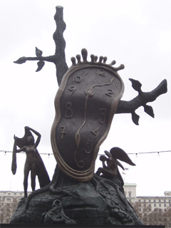 A sculpture of Dali's melting clock