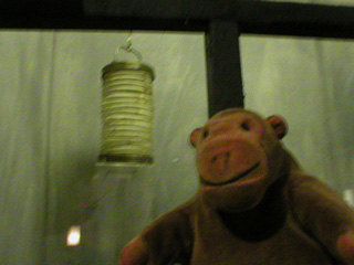 Mr Monkey looking at the sort of lamp Miss Nightingale used