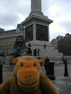 Mr Monkey looking at the base of Nelson's Column