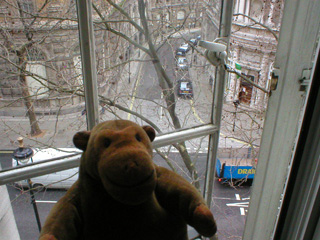 Mr Monkey looking down at Great Scotland Yard
