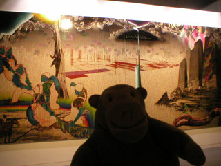 Mr Monkey looking at Milgram's Progress by Gordon Cheung