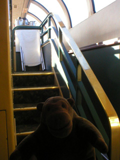 Mr Monkey climbing the steps to the dome seating