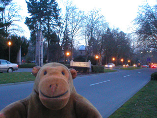 Mr Monkey at the Memorial Way gate to the University of Washington