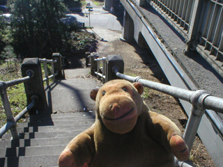 Mr Monkey at the top of the steps down to Fremont