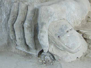 The Volkswagen under the Fremont Troll's hand