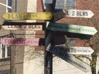 The Fremont Center of the Universe signpost