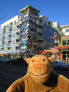 Mr Monkey looking at the Epicenter Building