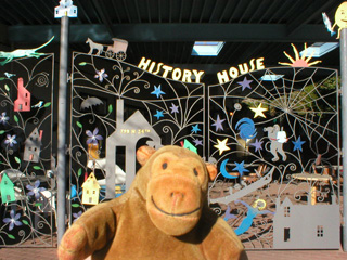 Mr Monkey outside the History House