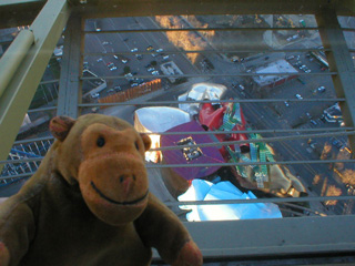 Mr Monkey looking down on the Experience Music Centre