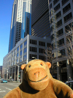 Mr Monkey waiting for a bus on Second Avenue