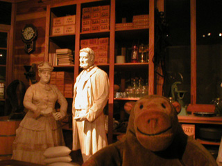 Mr Monkey examining Schwabacher's General Store